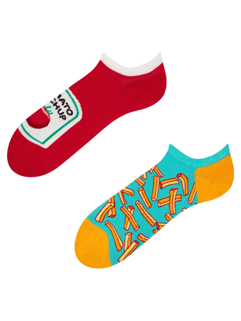 Vrolijke sneakersokken Frites met ketchup