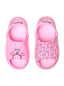 Vrolijke chunky babyklompen Flamingo's en hartjes