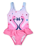 Vrolijk badpak voor meisjes Flamingo's en hartjes