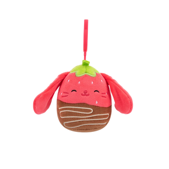 Squishmallows Clip-On Gunda de chocolade aardbei bunny, 9 cm