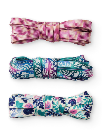 Vrolijke schoenveters 3-pak Turquoise blaadjes