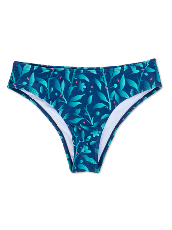 Midwaist bikinislip Turquoise bloemen