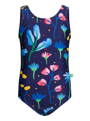 Vrolijk badpak voor meisjes Aquarel bloemen