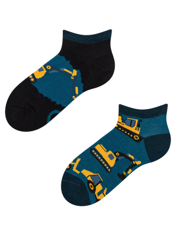 Vrolijke enkelsokken voor kinderen Graafmachine