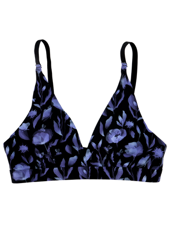 Naadloze driehoek-bralette voor dames Middernacht-klaproos