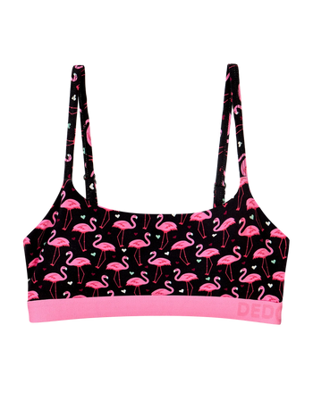 Vrolijke damesbralette Flamingo's en hartjes