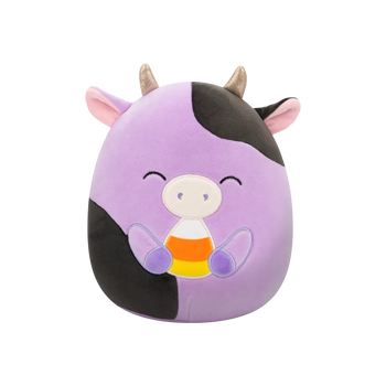 Squishmallows Alexie de paarse koe met gesloten ogen die snoepmaïs vasthoudt, 20 cm
