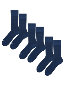 3-pack bundel gekamde katoenen donkerblauwe sokken
