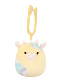 Squishmallows sleutelhanger Rina de koe met tie-dye vlekken, 9 cm