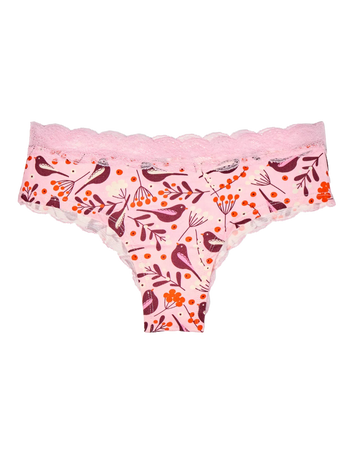 Kanten damesslip Vogels & bessen