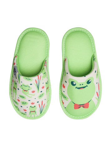 Vrolijke kinderslippers Kleine kikker