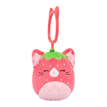 Squishmallows sleutelhanger Olma de aardbeienkat, 9 cm
