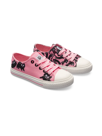 Vrolijke canvas kinderschoenen Roze katten