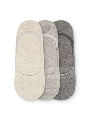 Grijze gemêleerde klassieke no-show sokken 3-pack