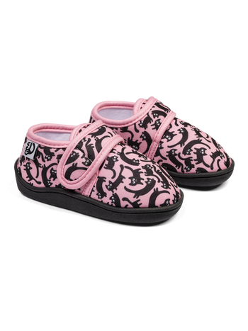 Vrolijke klittenband-slippers voor kinderen Roze katten