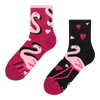Vrolijke crewsokken Flamingo's en harten
