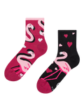 Vrolijke crewsokken Flamingo's en harten