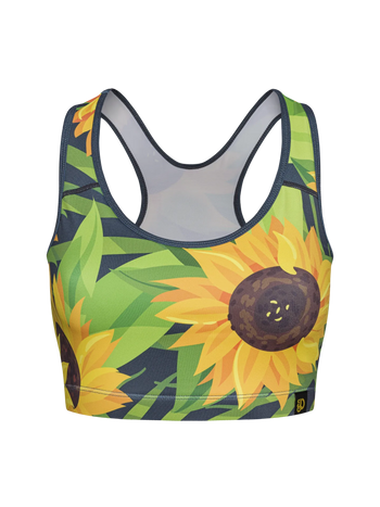 Vrolijke sporttop Zonnebloem & bladeren