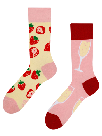 Vrolijke sokken Champagne met aardbeien