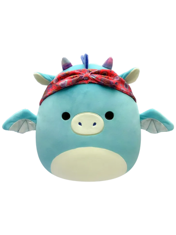 Squishmallows Tatiana de donkerblauwe draak met bandana, 20 cm