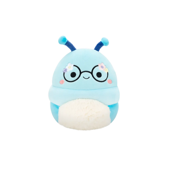 Squishmallows Cordelia de blauwe boekenwurm met bloemen op bril, 20 cm