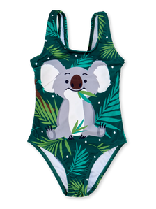 Vrolijk badpak voor meisjes Koala en blaadjes