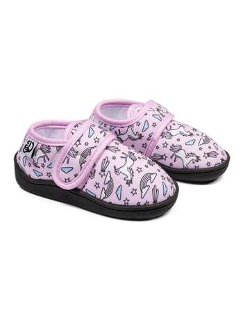 Vrolijke klittenband-slippers voor kinderen Regenboog eenhoorn