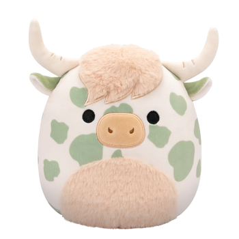Squishmallows Celestino de saliegroen gevlekte hooglandkoe met pluizige buik, 20 cm