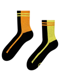 Vrolijke functionele crew-sokken Lime & oranje gestreept