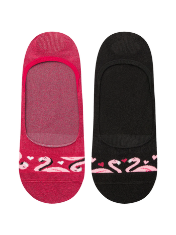 Vrolijke no-show sokken Flamingo's & harten