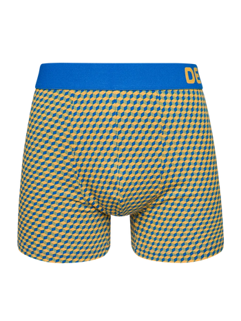 Blauw-gele trunks voor heren met patroon