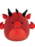 Squishmallows Salami de rode draak met boze ogen en glinsterende buik, 20 cm