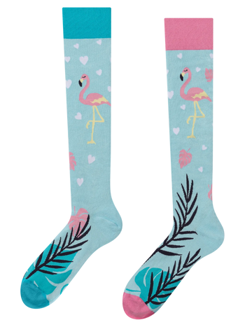 Vrolijke kniekousen Love Flamingo's