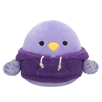Squishmallows Anoushka de parkiet met wollige hoodie, 20 cm