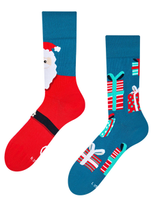 Vrolijke sokken Kerstman en cadeaus