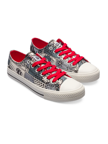 Vrolijke canvas schoenen Zwart & wit comics