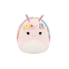 Squishmallows Silvina de roze slak met regenboogschelp en bloemenkroon, 20 cm