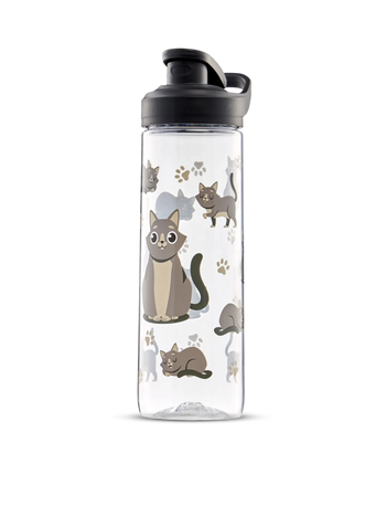 Vrolijke waterfles Grijze kat 700 ml