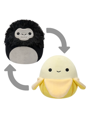 Squishmallows 2in1 Junie de banaan/Aron de gorilla, 13 cm