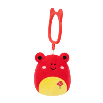 Squishmallows sleutelhanger Obu de rode tropische kikker met paddestoelen borduurwerk, 9 cm