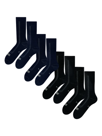 4-pack badstof sokken van merinowol – Zwart en donkerblauw