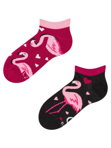 Vrolijke enkelsokken voor kinderen Flamingo's en hartjes