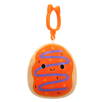 Squishmallows Clip-On Jay de Oranje bevroren donut met paarse drizzle, 9 cm