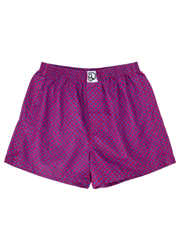 Blauw en magenta herenboxershort met patroon