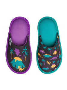 Vrolijke kinderslippers Dino's en vulkanen