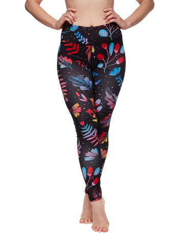 Vrolijke fitnessleggings Neon bloemen