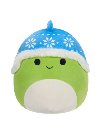 Squishmallows Danny de groene dinosaurus met blauwe hoed, 20 cm