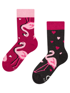 Vrolijke kindersokken 	Hartjes & flamingo's