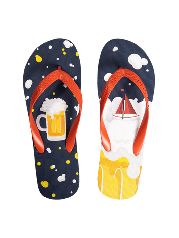 Vrolijke flip-flops Bier en boot