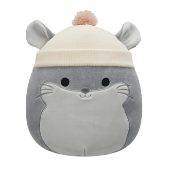Squishmallows Camilo de grijze chinchilla met gebreide muts, 20 cm